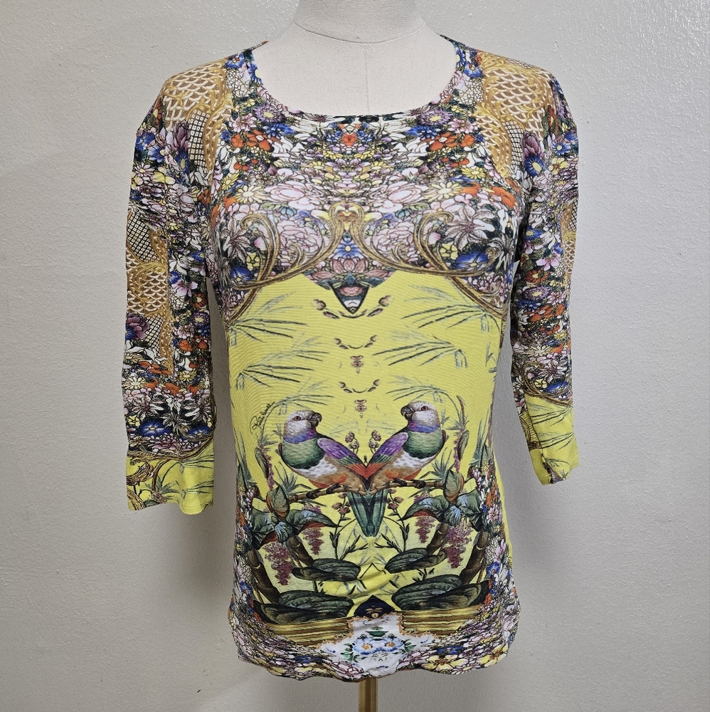 Roberto Cavalli Vintage Bird Print Top Size EU 40/US 4